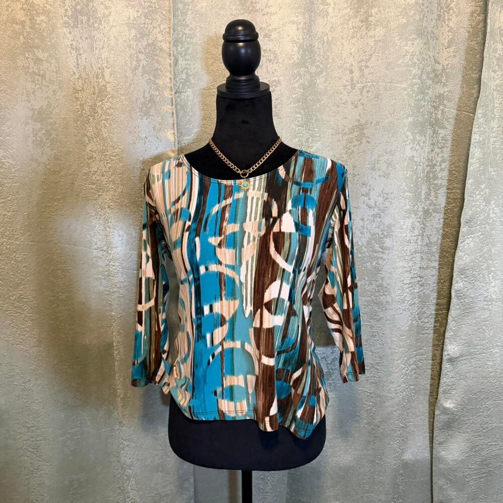 Vintage Suzie Abstract Geometric 3/4 Sleeve Top